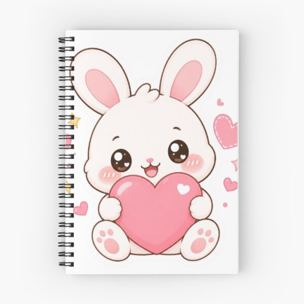 Item preview, Cute Kawaii Bunny Holding Pink Heart – Adorable Pastel Rabbit Sticker designed and sold by Vegasstickers.