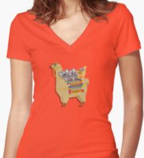 New llamma Koala design by Urbanhero Women's Fitted V-Neck T-Shirt