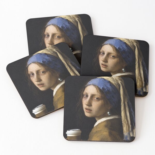 Item preview, Girl with a pearl earring before her Coffee  designed and sold by abby-thorns.