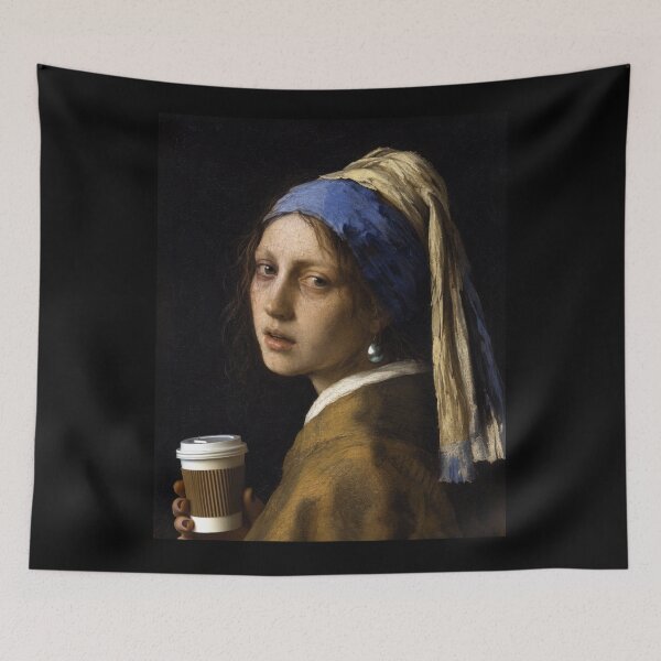 Item preview, Girl with a pearl earring before her Coffee  designed and sold by abby-thorns.