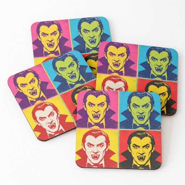 Item preview, Retro Pop Art Dracula Vampire – Vintage Halloween Four Panel Horror Portrait designed and sold by WolfmanProphecy.