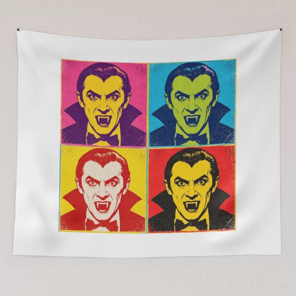 Item preview, Retro Pop Art Dracula Vampire – Vintage Halloween Four Panel Horror Portrait designed and sold by WolfmanProphecy.