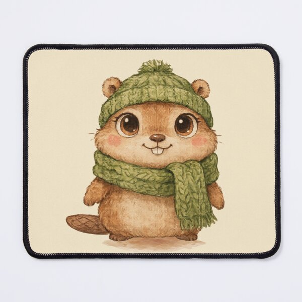 Item preview, Cute Baby Beaver in Green Scarf and Hat – Whimsical Watercolor Woodland Animal. designed and sold by SaraSumi.