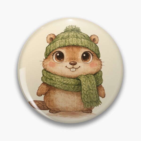 Item preview, Cute Baby Beaver in Green Scarf and Hat – Whimsical Watercolor Woodland Animal. designed and sold by SaraSumi.