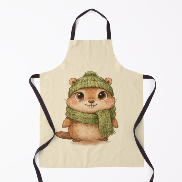Item preview, Cute Baby Beaver in Green Scarf and Hat – Whimsical Watercolor Woodland Animal. designed and sold by SaraSumi.
