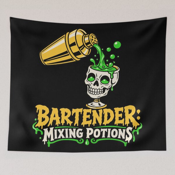 Item preview, Halloween Bartender Mixing Potions Cocktail Shaker Skull Glass designed and sold by Uglyandcute.