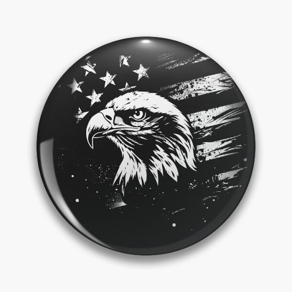 Item preview, Bald Eagle American Flag Patriotic USA Grunge Black and White Art designed and sold by inkoutninja.