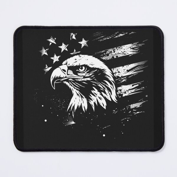 Item preview, Bald Eagle American Flag Patriotic USA Grunge Black and White Art designed and sold by inkoutninja.
