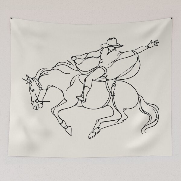 Item preview, Minimalist Cowboy Riding A Horse Line Drawing designed and sold by FemmePod.