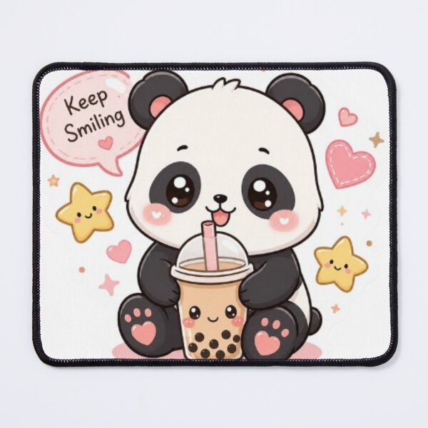 Item preview, Cute Kawaii Panda with Boba Tea – Keep Smiling Pastel Panda Sticker designed and sold by Vegasstickers.