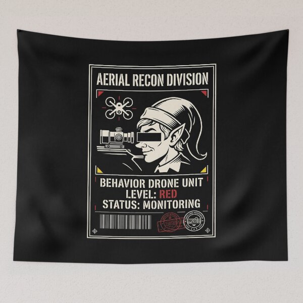 Item preview, Aerial Recon Division Behavior Drone Christmas Elf Surveillance designed and sold by SplashTastic.