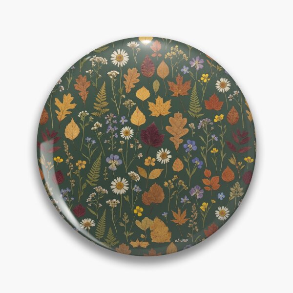 Item preview, Pressed Botanical Wildflowers Deep Green Herbarium Pattern designed and sold by Artemis & Woven Collective.