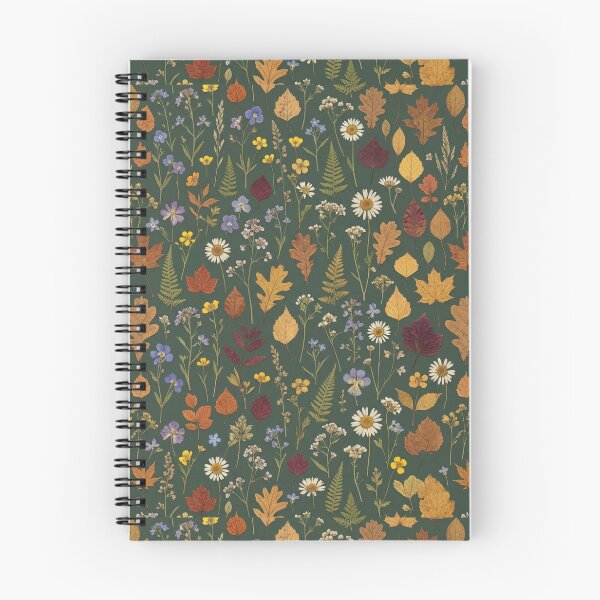 Item preview, Pressed Botanical Wildflowers Deep Green Herbarium Pattern designed and sold by Artemis & Woven Collective.
