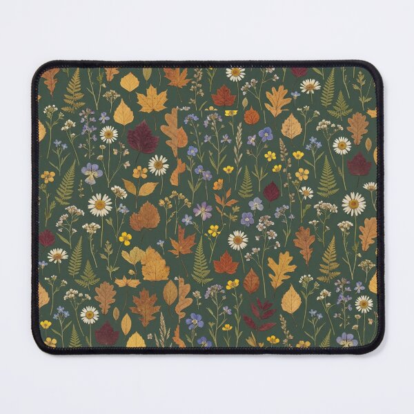 Item preview, Pressed Botanical Wildflowers Deep Green Herbarium Pattern designed and sold by Artemis & Woven Collective.