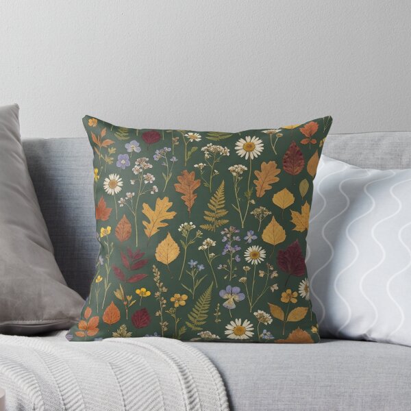 Item preview, Pressed Botanical Wildflowers Deep Green Herbarium Pattern designed and sold by Artemis & Woven Collective.