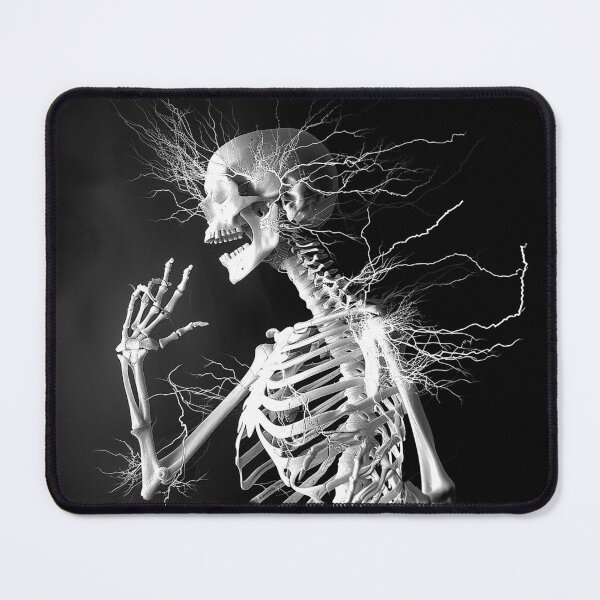 Item preview, Electric Skeleton with Lightning Surreal Anatomy Black and White Art designed and sold by inkoutninja.