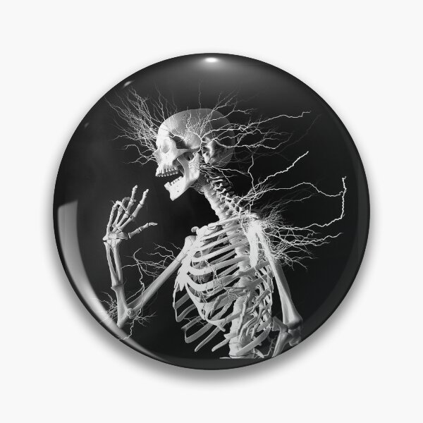 Item preview, Electric Skeleton with Lightning Surreal Anatomy Black and White Art designed and sold by inkoutninja.