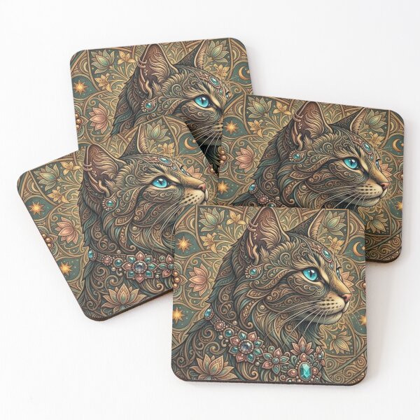 Item preview, Mystic Golden Mandala Cat Artwork designed and sold by Mindworx21.