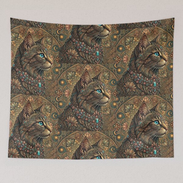 Item preview, Mystic Golden Mandala Cat Artwork designed and sold by Mindworx21.
