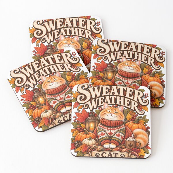 Item preview, Sweater Weather Cat – Cozy Orange Tabby Autumn Sweater designed and sold by manszoank.