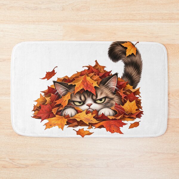 Item preview, Grumpy Cat Buried in Autumn Leaves designed and sold by TOMSZE.