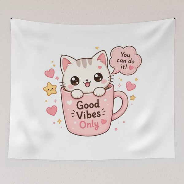 Item preview, Cute cat with a cup sticker designed and sold by Vegasstickers.