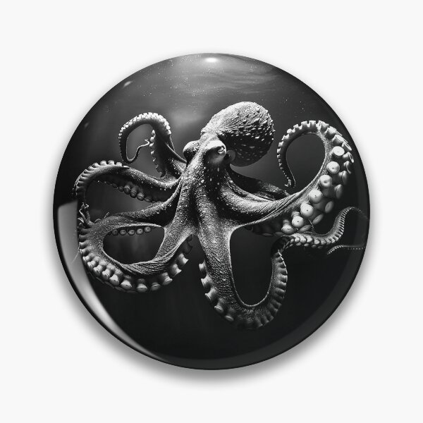 Item preview, Black Octopus Underwater Dramatic Monochrome Marine Life Art Design designed and sold by inkoutninja.