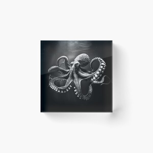Item preview, Black Octopus Underwater Dramatic Monochrome Marine Life Art Design designed and sold by inkoutninja.