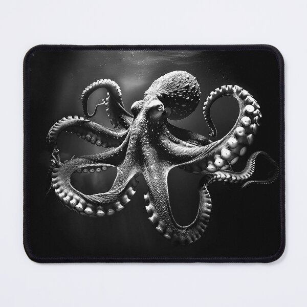 Item preview, Black Octopus Underwater Dramatic Monochrome Marine Life Art Design designed and sold by inkoutninja.
