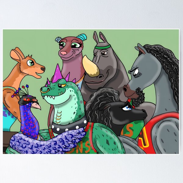 Item preview, Colorful Cartoon Animals Team Spirit designed and sold by Catsi-Nook-Art.