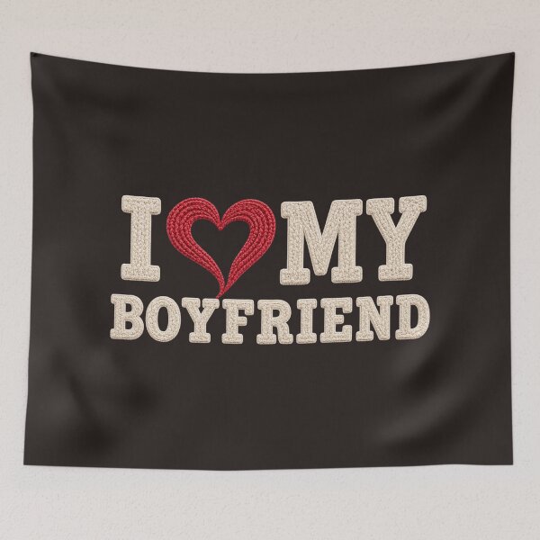 Item preview, I Love My Boyfriend Knitted Heart Embroidery Style designed and sold by DYALEEZ-XCR.