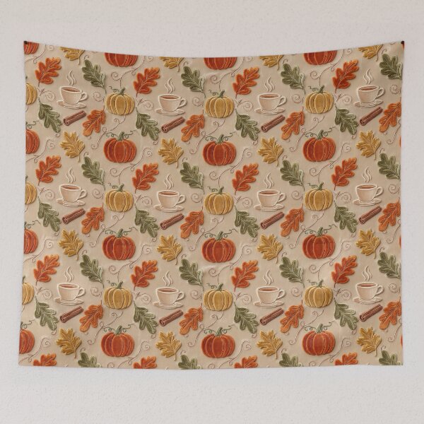 Item preview, Cozy Autumn Pumpkin Coffee Pattern designed and sold by PeacefulArtUkr.