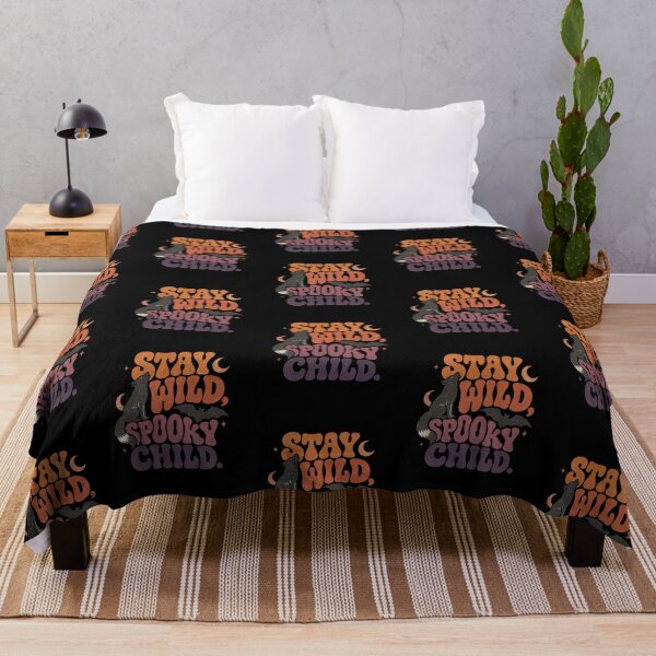 Item preview, Stay Wild Spooky Child Retro Howling Wolf Bat Halloween Graphic designed and sold by FestivityFinds.