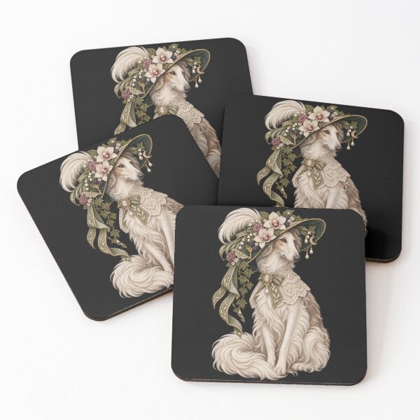 Item preview, Edwardian Dog Portrait – Elegant Embroidered Sighthound in Floral Hat designed and sold by Emoji Emblems.