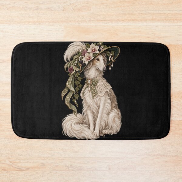 Item preview, Edwardian Dog Portrait – Elegant Embroidered Sighthound in Floral Hat designed and sold by Emoji Emblems.