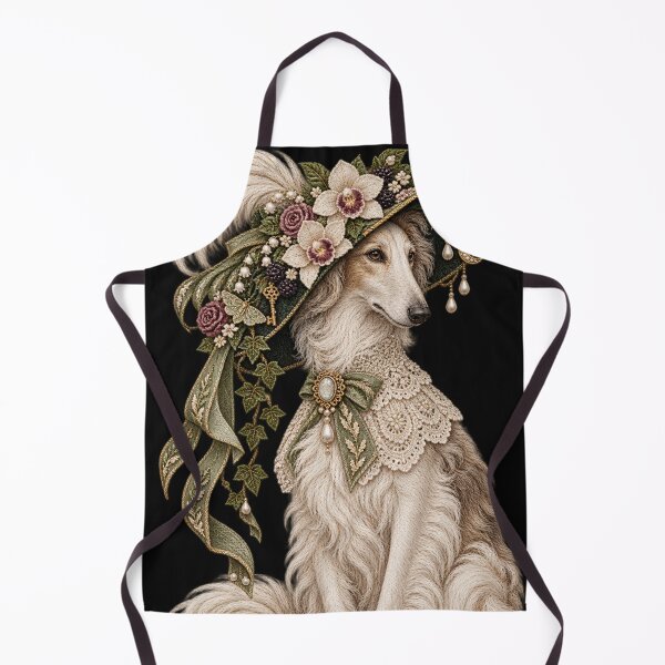 Item preview, Edwardian Dog Portrait – Elegant Embroidered Sighthound in Floral Hat designed and sold by Emoji Emblems.