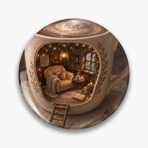 Item preview, Miniature Library Reading Nook Coffee Mug Diorama designed and sold by Artemis & Woven Collective.