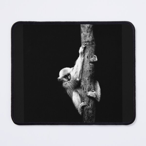 Item preview, Gibbon Climbing Tree Black and White Primate Wildlife Art Design designed and sold by inkoutninja.
