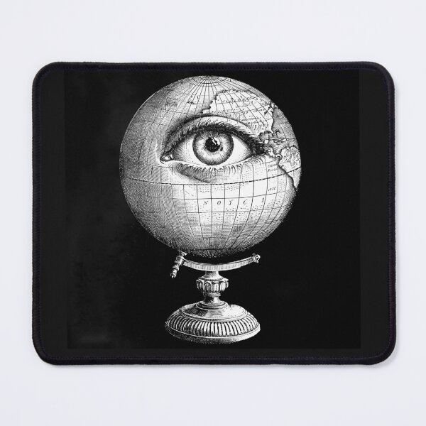 Item preview, All Seeing Eye Globe Surreal World Map Black and White Vintage Art Design designed and sold by inkoutninja.