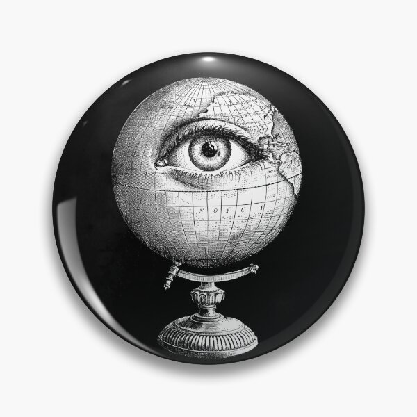 Item preview, All Seeing Eye Globe Surreal World Map Black and White Vintage Art Design designed and sold by inkoutninja.