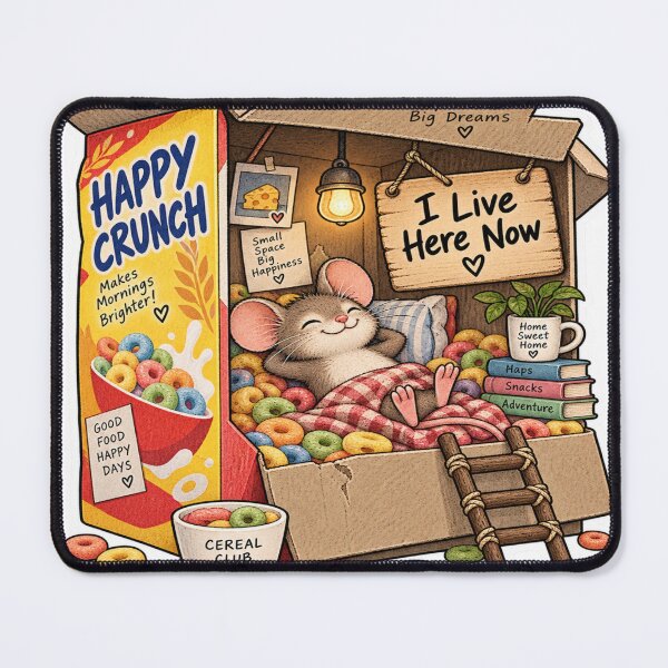 Item preview, I Live Here Now Funny Mouse Cereal designed and sold by Genzfirevibes.