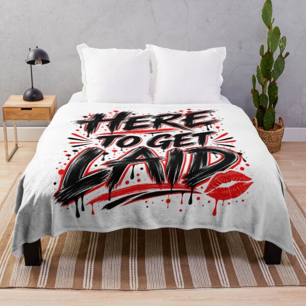Item preview, Here To Get Laid – Funny Adult Graffiti Typography Design designed and sold by Merch Blender.