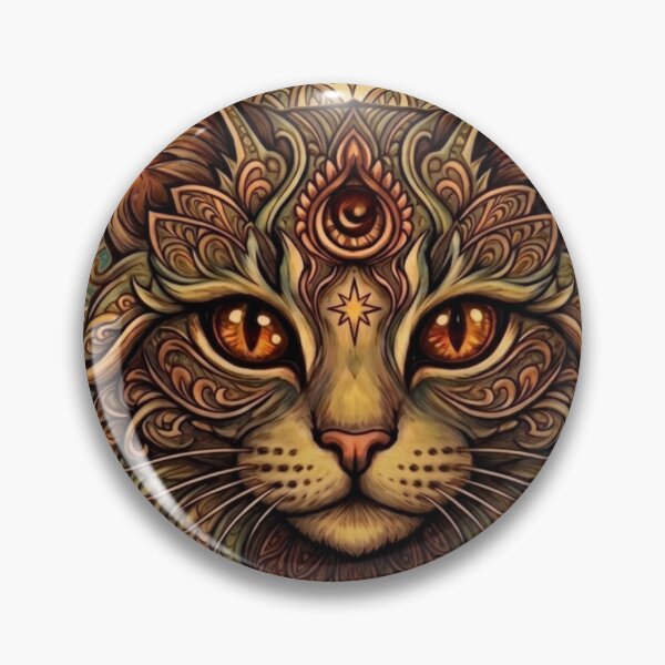 Item preview, Mystic Amber Eyes Mandala Cat Artwork designed and sold by Mindworx21.