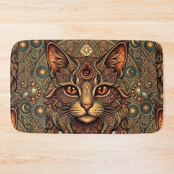 Item preview, Mystic Amber Eyes Mandala Cat Artwork designed and sold by Mindworx21.