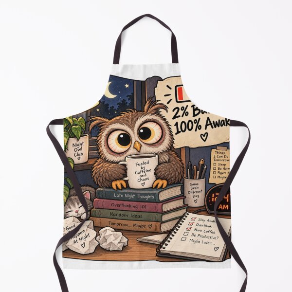 Item preview, 2% Battery 100% Awake Funny Owl Night Owl designed and sold by Genzfirevibes.