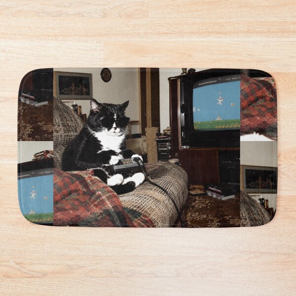 Item preview, Retro Tuxedo Cat Playing Video Games designed and sold by hamriexport.