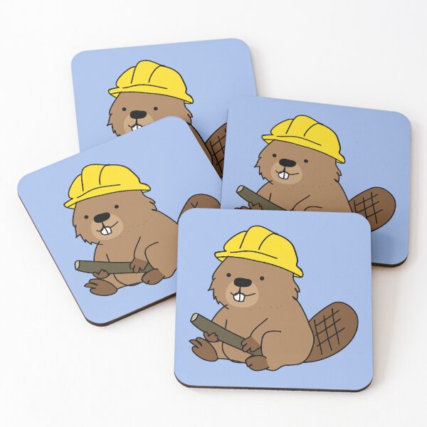 Item preview, construction worker beaver kawaii designed and sold by fluffyfamcraft.