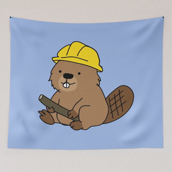 Item preview, construction worker beaver kawaii designed and sold by fluffyfamcraft.