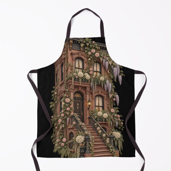 Item preview, Botanical Brownstone Townhouse Embroidery – Elegant Floral Architecture Art designed and sold by Emoji Emblems.