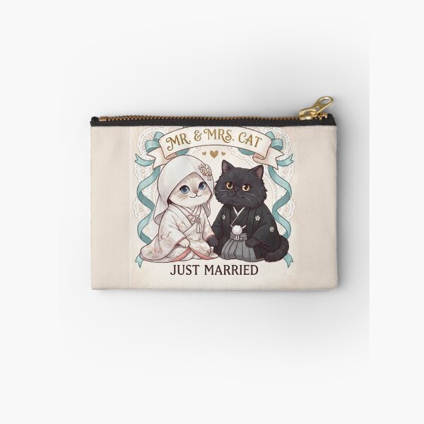Item preview, Mr & Mrs Cat Just Married Traditional Japanese Kimono Wedding Cute Cats Gift Art Print designed and sold by PetalsPaws.